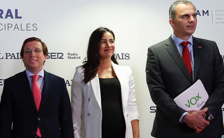 José Luis Martínez-Almeida (PP), Begoña Villacís (Cs) y Javier Ortega Smith (VOX), no sumarían