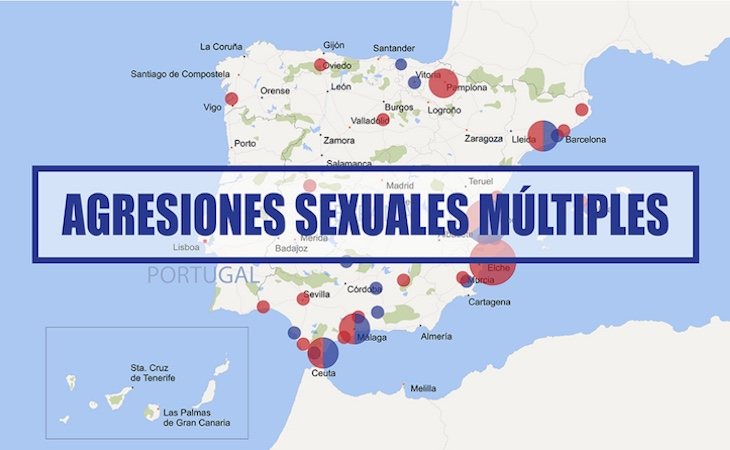 Mapa de agresiones sexuales múltiples elaborado por Geoviolencia Sexual