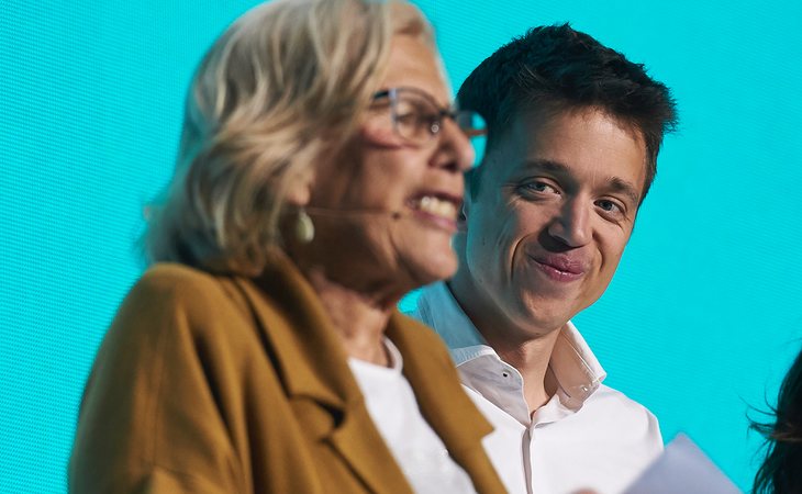 Manuela Carmena e Íñigo Errejón en un acto de campaña de Más Madrid