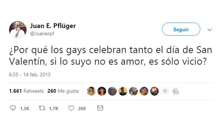 Mensaje de Juan Ernesto Pflüger (VOX) en contra de los gays