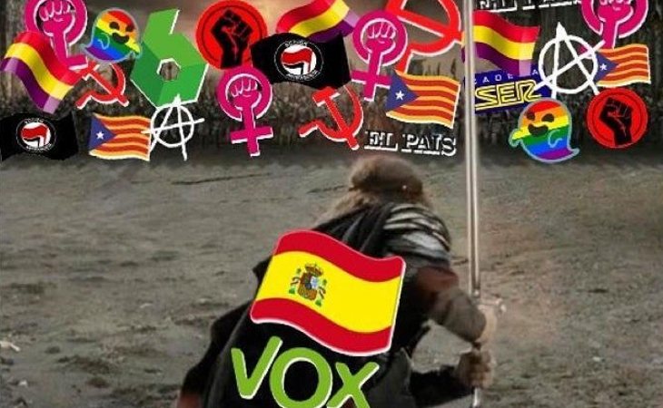 Montaje de VOX con 'El Señor de los Anillos' colocando al colectivo LGTBI como enemigo