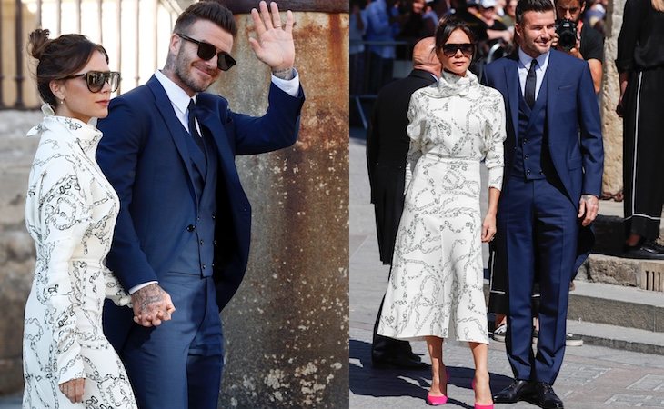 Victoria Beckham se visitió de blanco para la boda de Sergio Ramos y Pilar Rubio