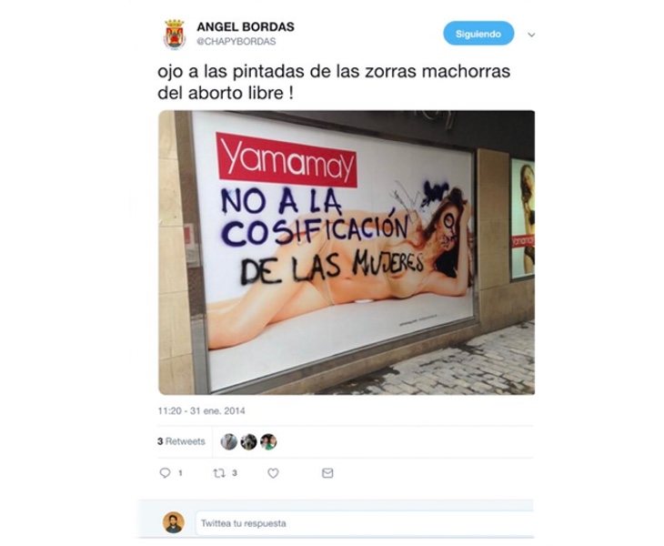 Tuit de Ángel Bordas en contra del feminismo