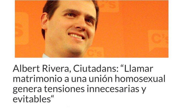 Albert Rivera, en contra del matrimonio igualitario