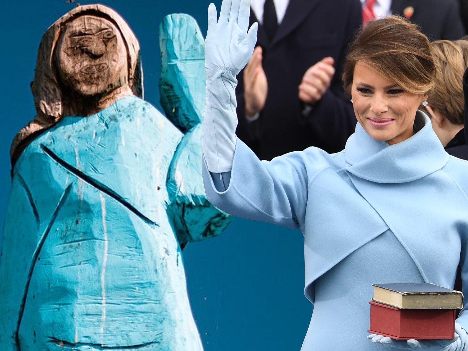 Construyen una estatua a Melania Trump en su pueblo y acaba convertida en el 'Ecce Homo'