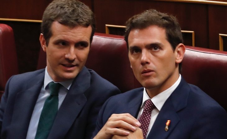 Rivera, en una de sus últimas apariciones públicas junto al líder del PP Pablo Casado