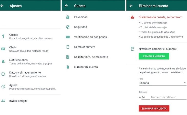 Estos pasos permitirán borrar la cuenta de WhatsApp