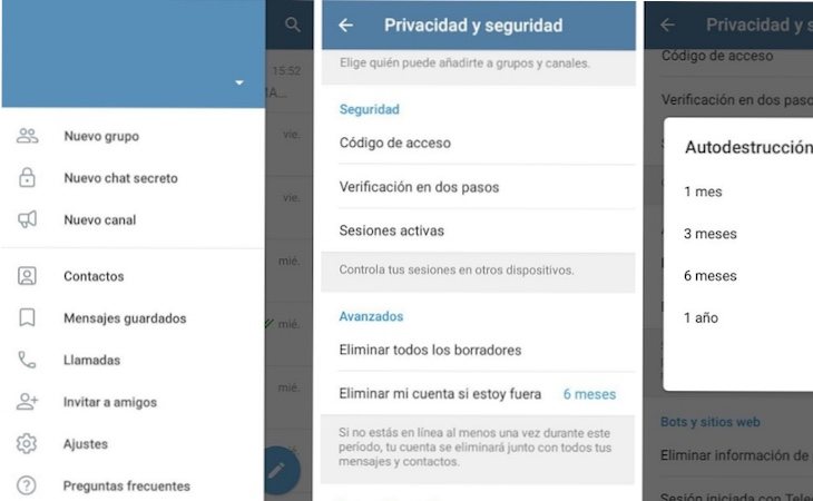 Este es el procedimientopara eliminar la cuenta de Telegram