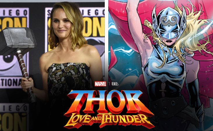 Natalie Portman empuñando el Mjolnir en la Comic Con