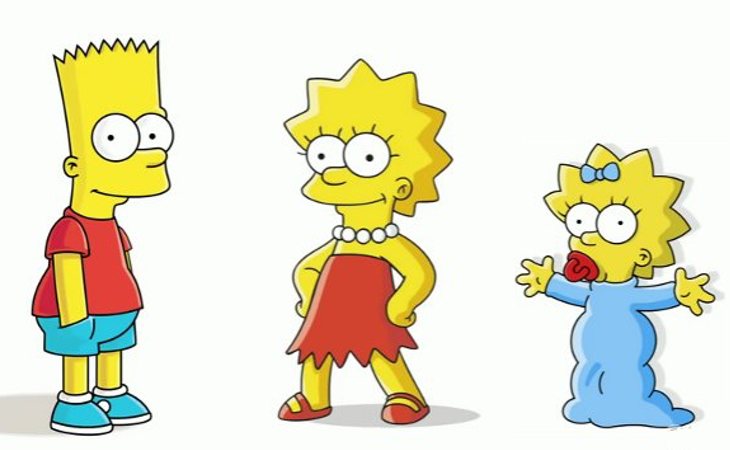 Bart, Lisa y Maggie, los hijos del matrimonio Simpson