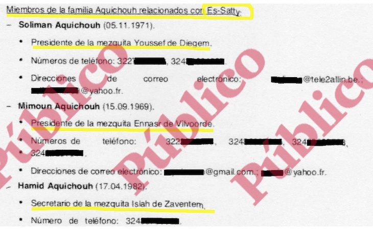 Fragmento del informe del CNI sobre las relaciones del imán de Ripoll con los responsables de las mezquitas yihadistas en Bélgica - Público