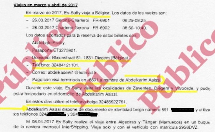 Fragmento del informe reservado del CNI sobre los viajes del imán de Ripoll- Público