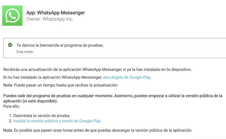 La versión beta está disponible en Android y Apple