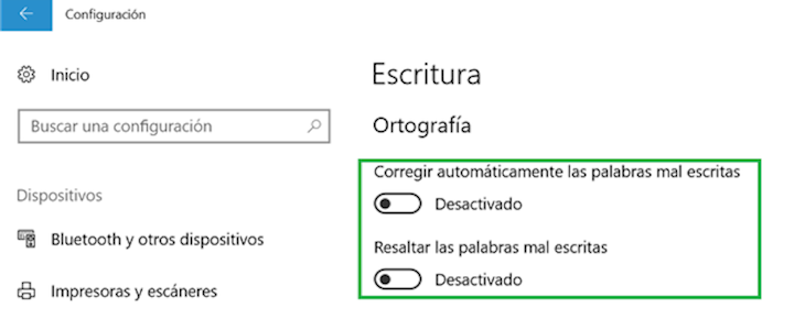 Pasos para desactivar el corrector en Edge