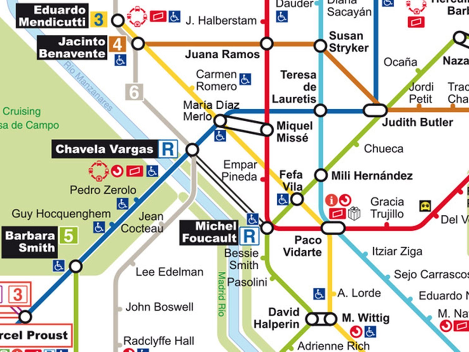 Así sería el plano de metro LGTBIQ de Madrid