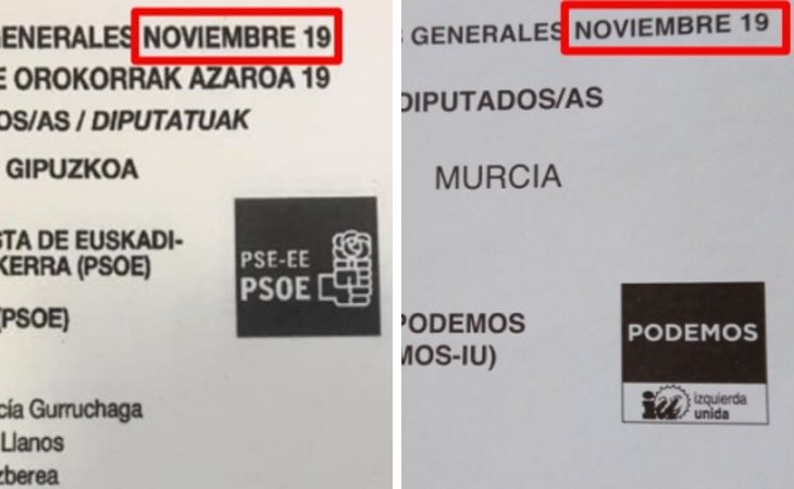 Es falso que las papeletas de las elecciones del 10N en las que pone 'NOVIEMBRE 19' sean nulas