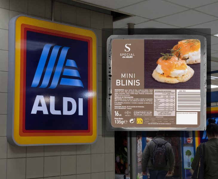 Envase del producto 'Mini Blinis', fabricado por la marca 'Special' de Aldi