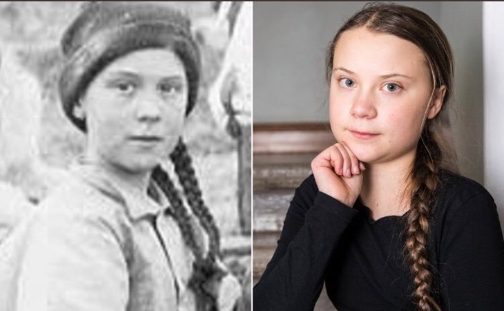 La niña de la fotografía descubierta y Greta Thunberg