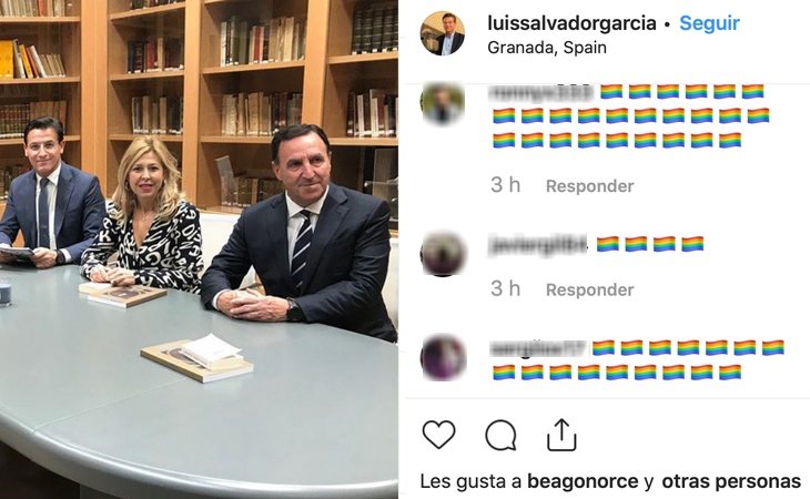 Instagram de Luis Salvador repleto de banderas LGTBI