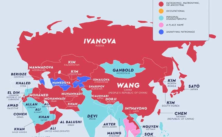 Apellidos más comunes en Asia