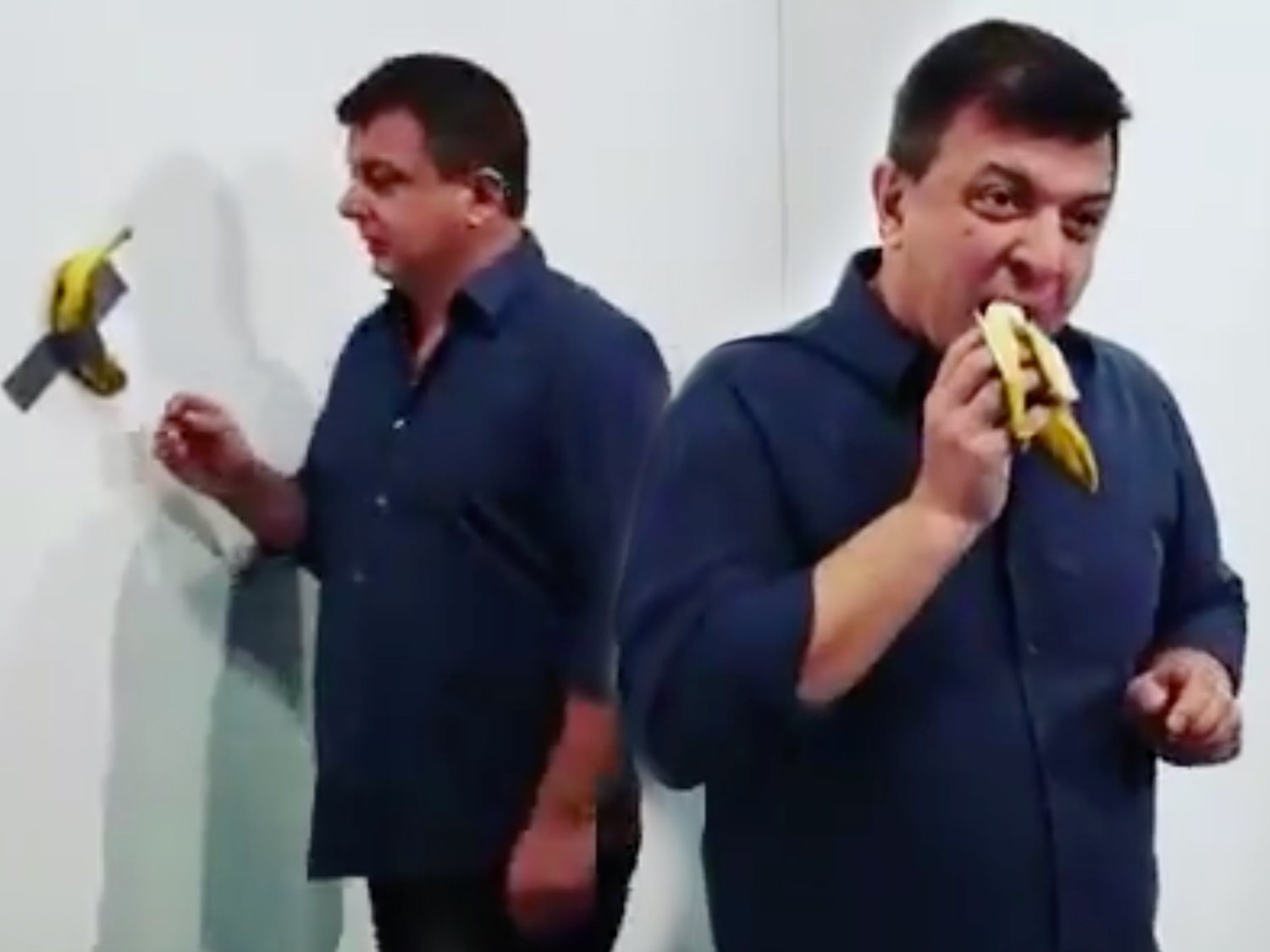 Un visitante devora la obra del plátano de Cattelan en pleno museo "porque también es arte"