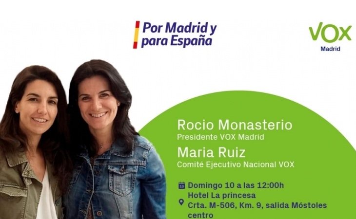 La candidata de VOX en el municipio, María Ruiz, mantiene una estrecha relación con Rocío Monasterio y su marido, Iván Espinosa de los Monteros