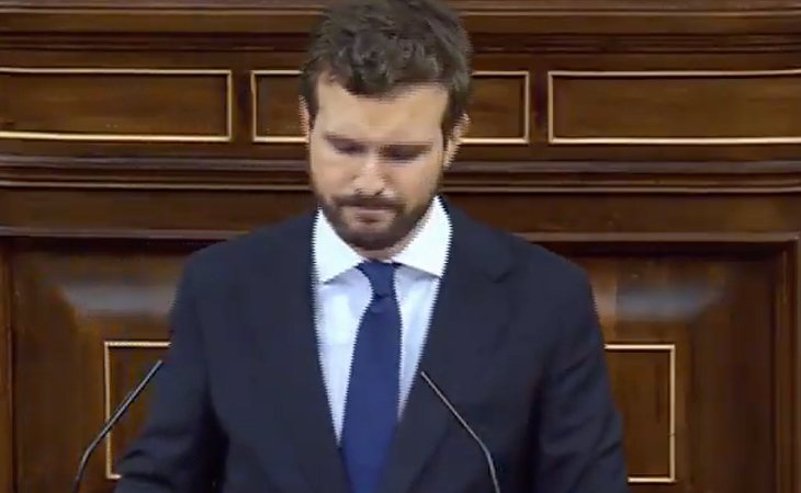 Pablo Casado (PP), a Sánchez: 'El problema no es que en España falte democracia, sino que pacta con los que atentan contra la democracia'