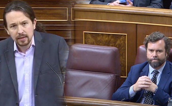 Reproche de Pablo Iglesias (UP) a Santiago Abascal (VOX), que se ausenta de la Cámara: 'Sus votantes no tienen problemas en votar a un facha, pero ...