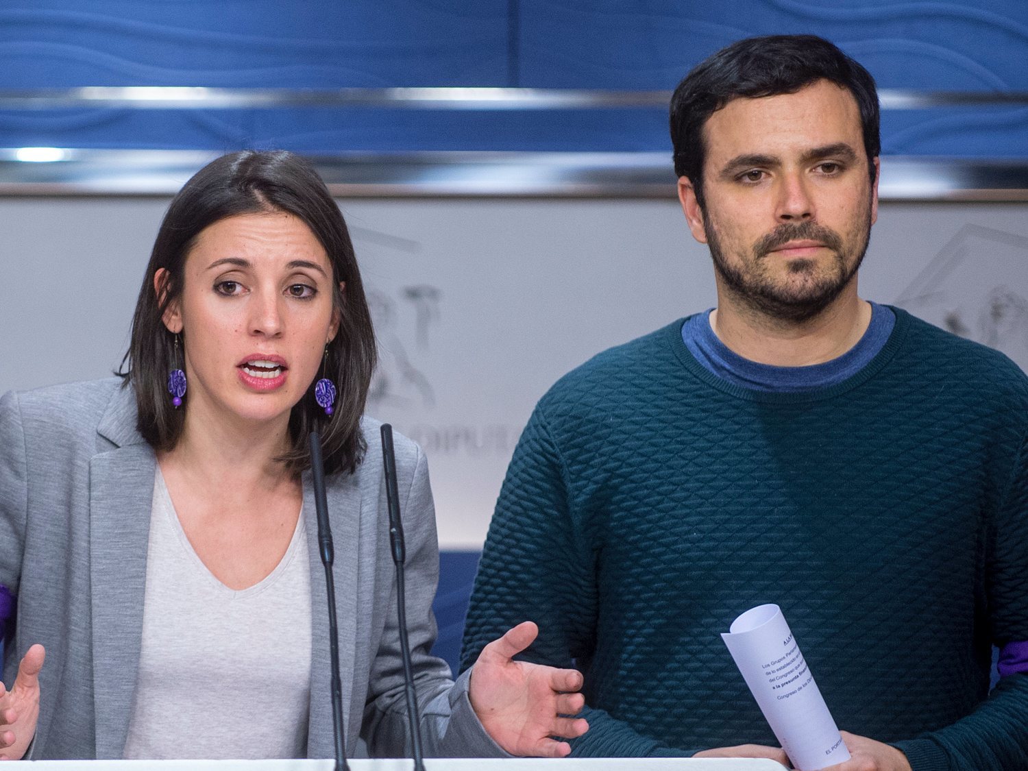 Irene Montero, Alberto Garzón, Yolanda Díaz y Manuel Castells, los ministros de Unidas Podemos