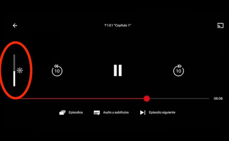 En Netflix aparecerá una barra con la que podremos configurar el brillo