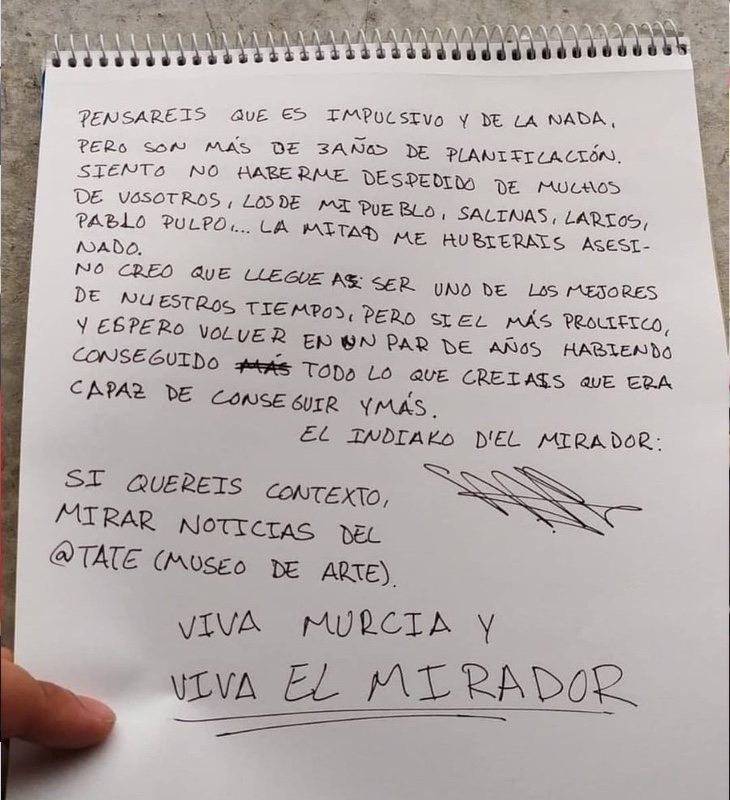 Carta redactada por el acusado