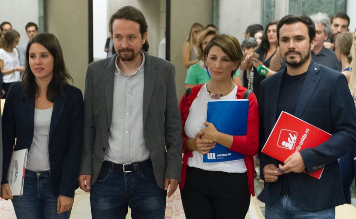 Irene Montero, Pablo Iglesias, Yolanda Díaz y Alberto Garzón, nuevos ministros del Gobierno de coalición