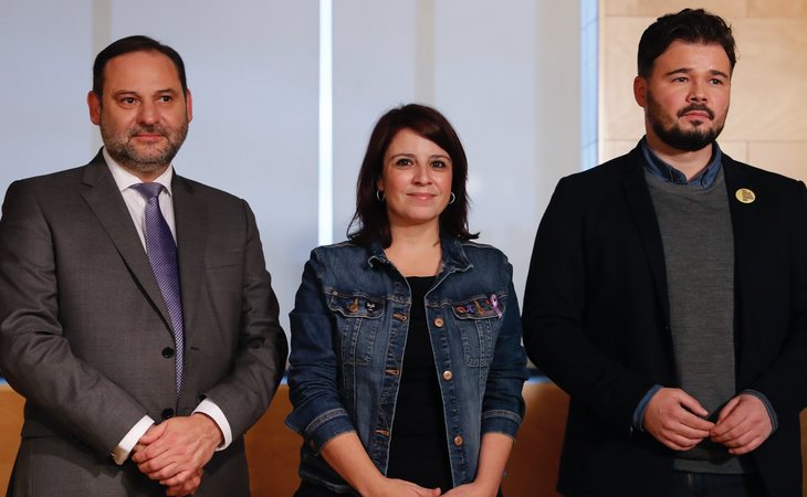 José Luís Ábalos y Adriana Lastra durante las negociaciones con Gabriel Rufián (ERC)