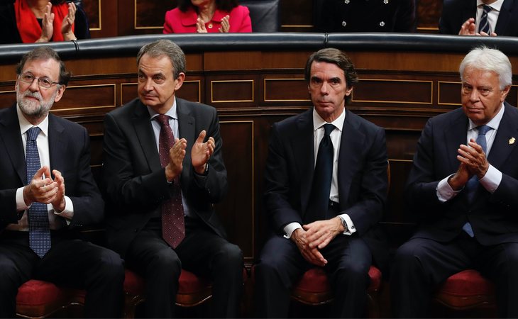 Mariano Rajoy, José Luis Rodríguez Zapatero, José María Aznar y Felipe González