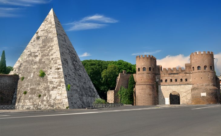 La Pirámide junto a la Porta San Paolo, en Roma