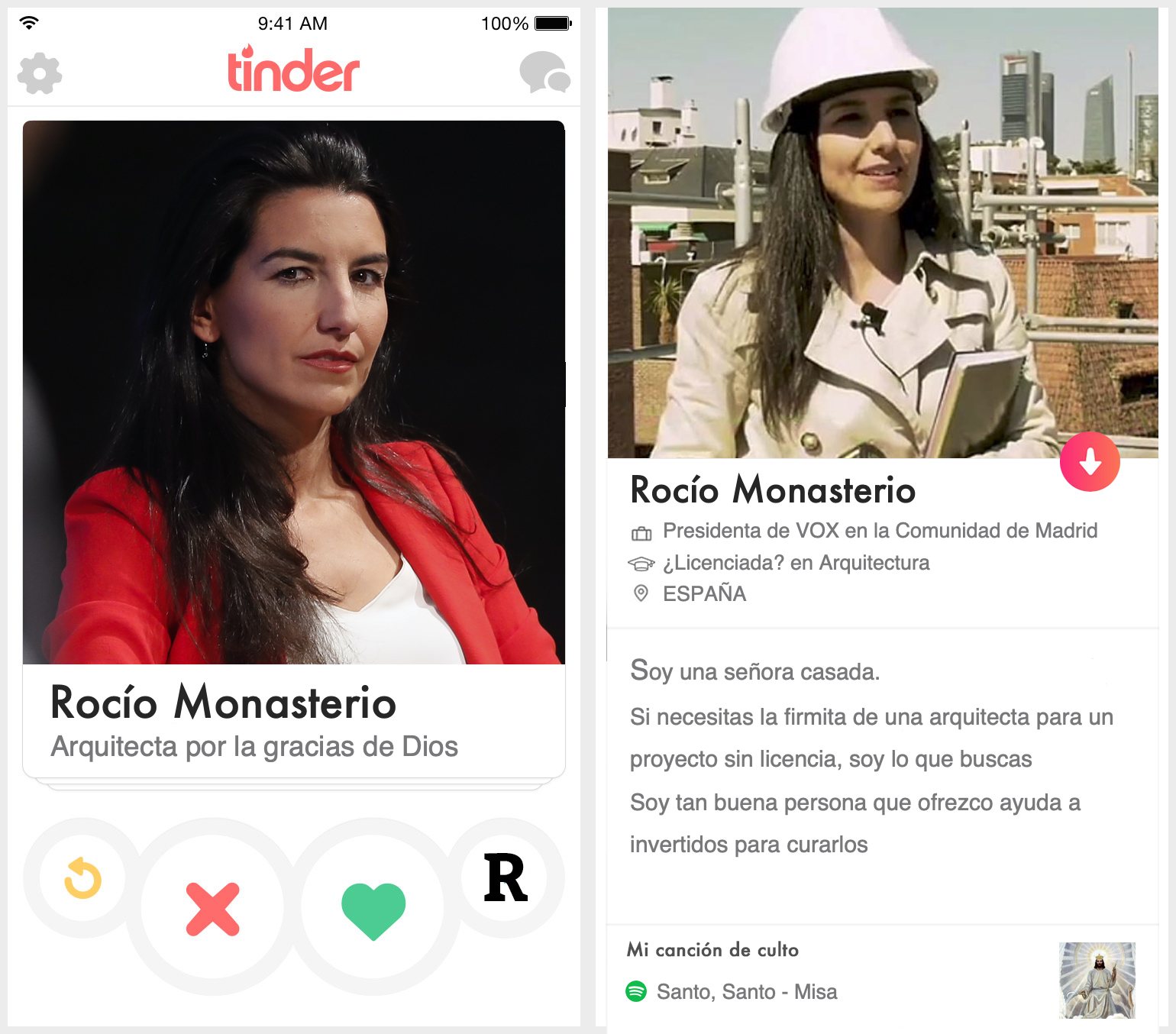 Perfil de Tinder de Rocío Monasterio