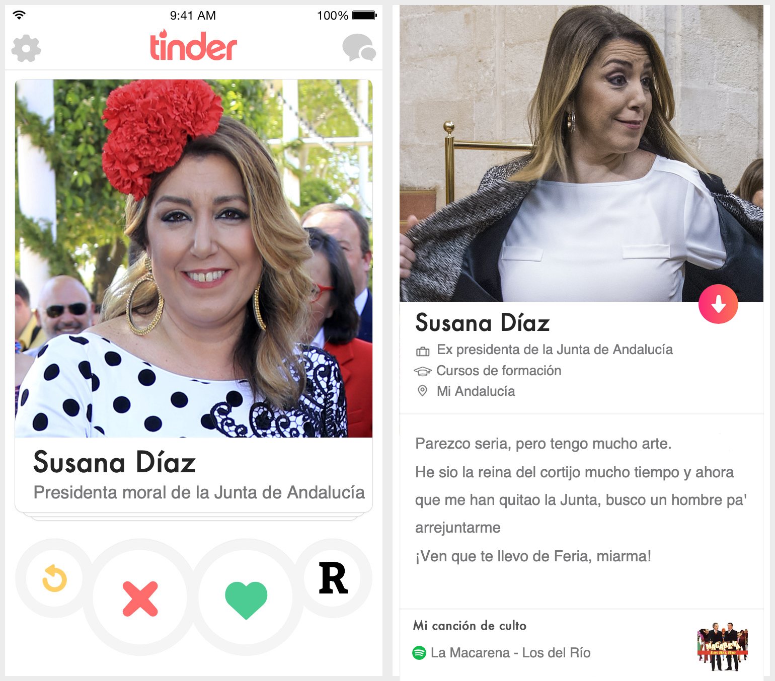 Perfil de Tinder de Susana Díaz