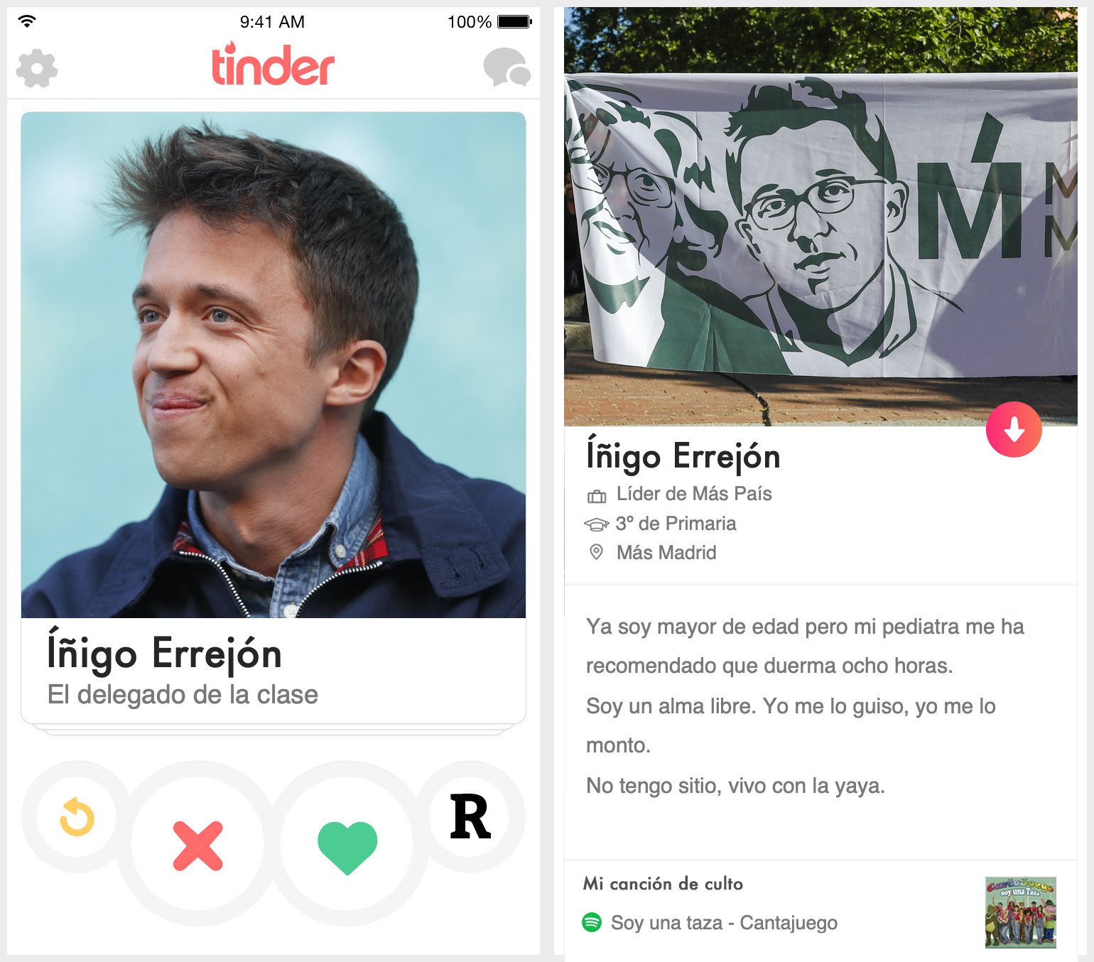 Perfil de Tinder de Íñigo Errejón