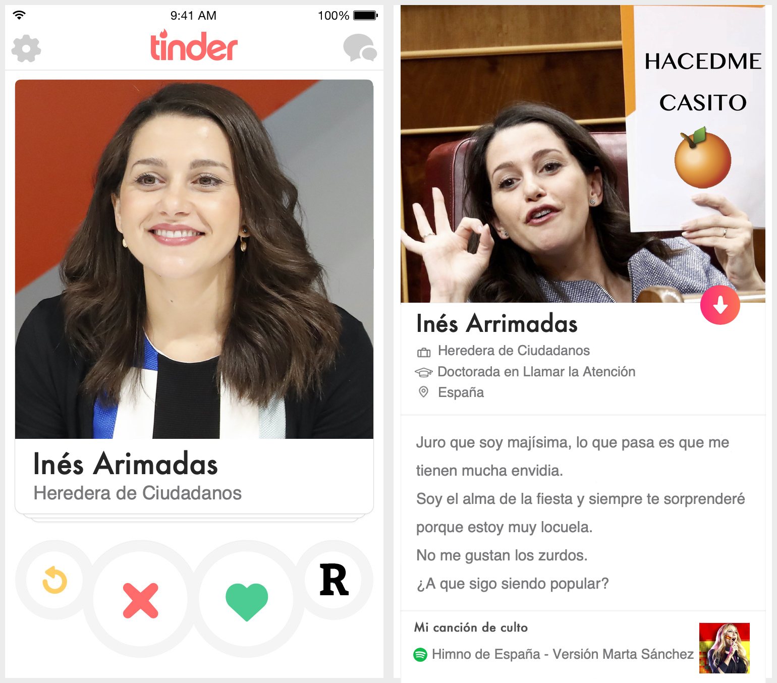 Perfil de Tinder de Inés Arrimadas