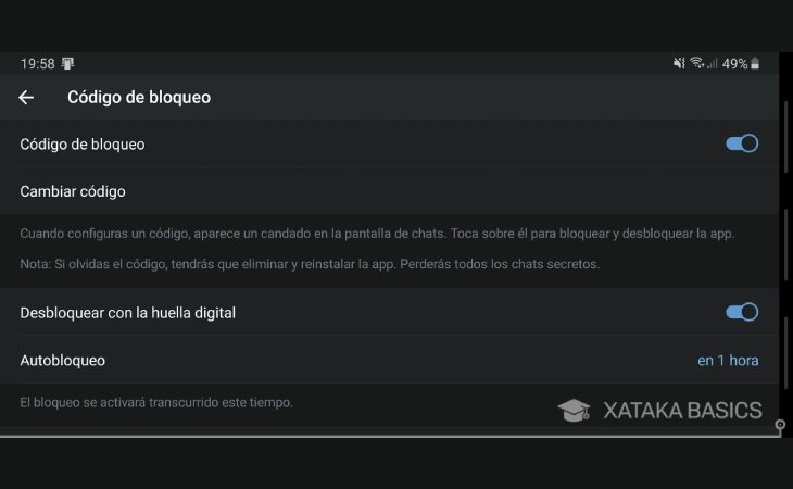 Bloquea la app con código o huella