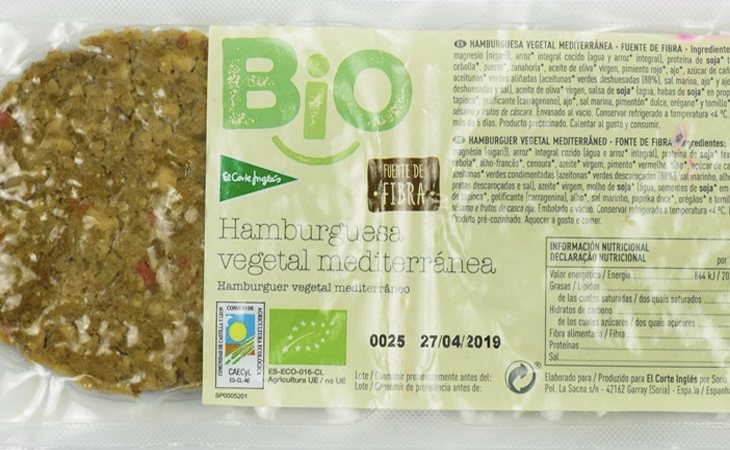 Hamburguesa vegatl de El Corte Inglés