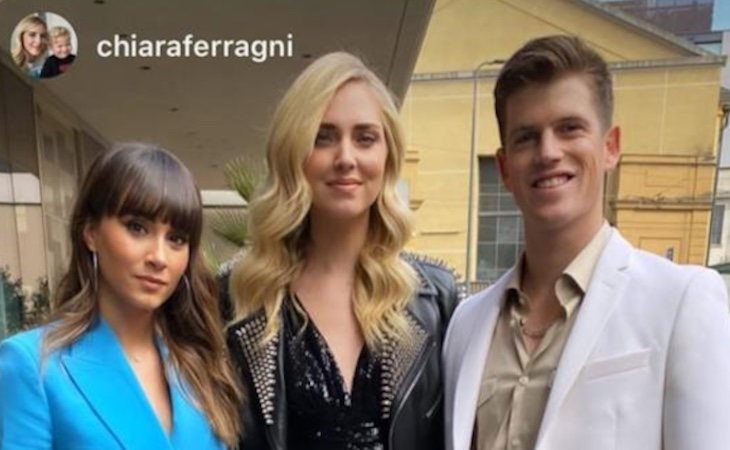 Aitana Ocaña y Miguel Bernardeau junto a Chiara Ferragni en Milán