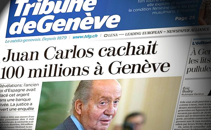 Portada de Tribune Genève con el nuevo escándalo del rey Juan Carlos