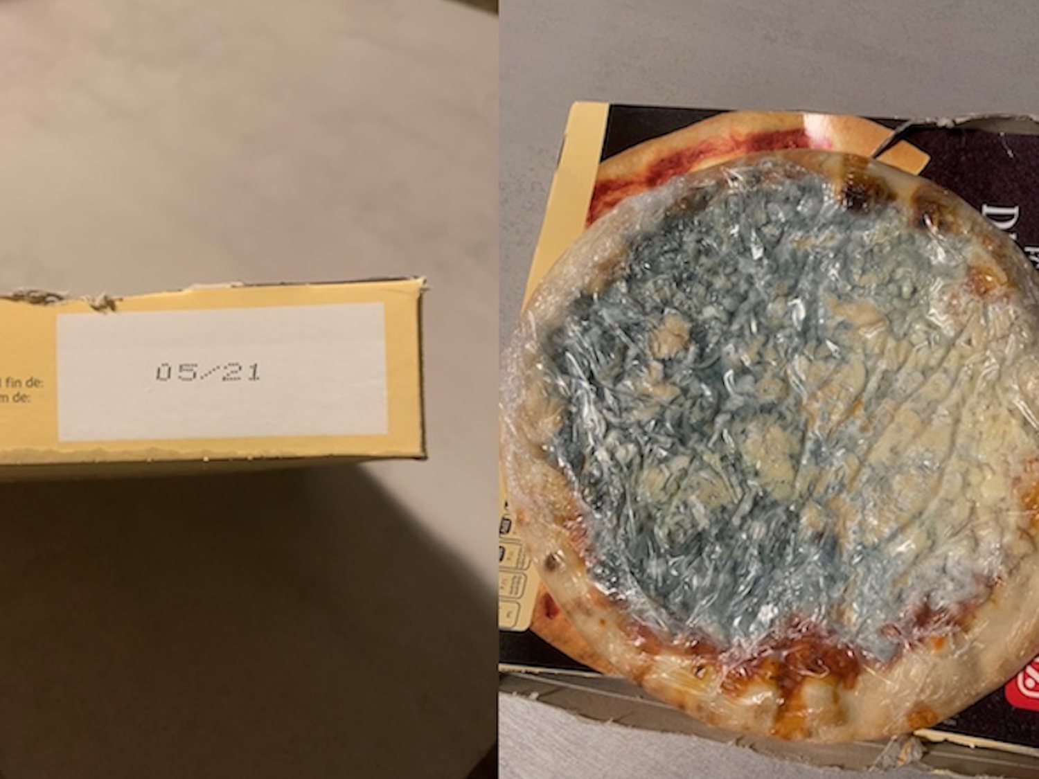 Compra una pizza de DIA con caducidad en 2021 y aparece llena de hongos