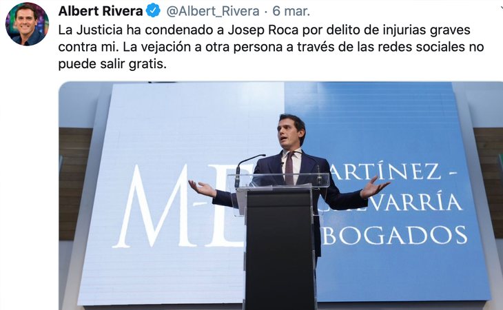 Albert Rivera celebra la condena