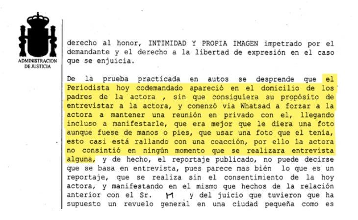 Un fragmento de la sentencia a la que tuvo acceso eldiario.es