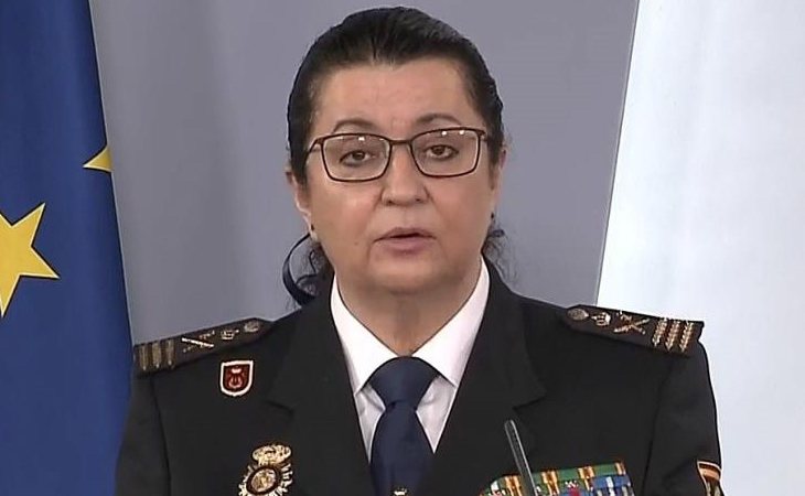 María Pilar Allué, comisaria principal y jefa de personal de la Policía Nacional, en rueda de prensa