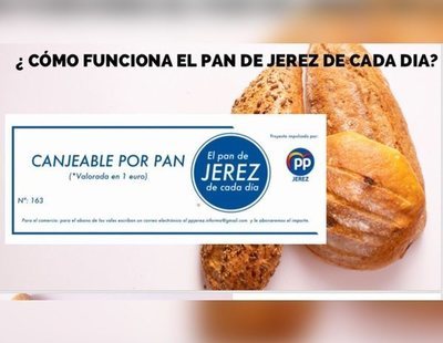 El PP de Jerez regala cupones de un euro para el pan con el logo del partido a personas pobres