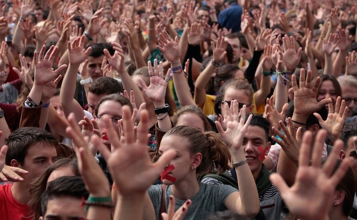 Los convocantes han organizado una concentración en el centro de Barcelona en pleno estado de alarma