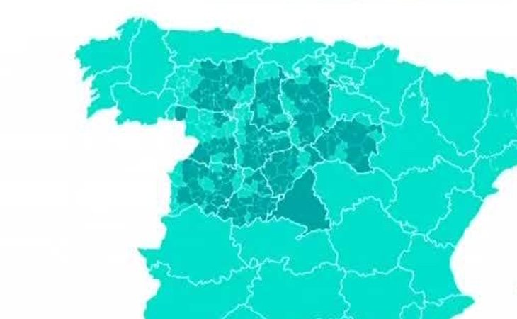 Castilla y León pasará a la fase 1 en las áreas sombreadas